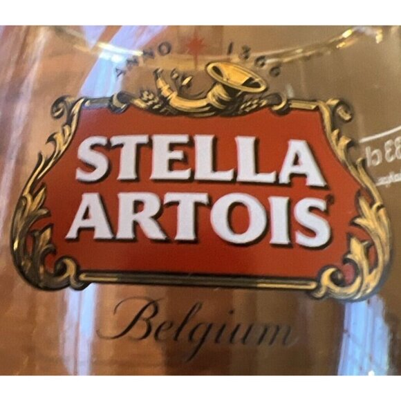 STELLA ARTOIS Limited Edition Drinking Glass Chalice 33cl Gold Rimmed Set Of 2 - Picture 5 of 8